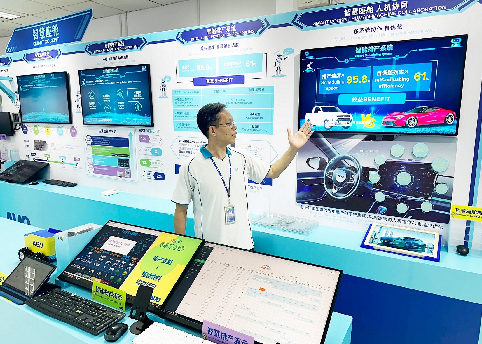 友達廈門將5G+ABC技術(shù)串聯(lián)生產(chǎn)管理全流程，打通研發(fā)、採購、生管、製程、設(shè)備、品質(zhì)等產(chǎn)品全生命週期製造流程，完成數(shù)位化設(shè)計、智慧供應(yīng)鏈、智慧座艙、全流程設(shè)備管理、資料驅(qū)動優(yōu)化、智慧線上檢測、智慧品管等自我調(diào)整生產(chǎn)模式升級